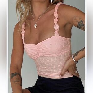 Princess Polly Pink Floral Embroidered Women's Top